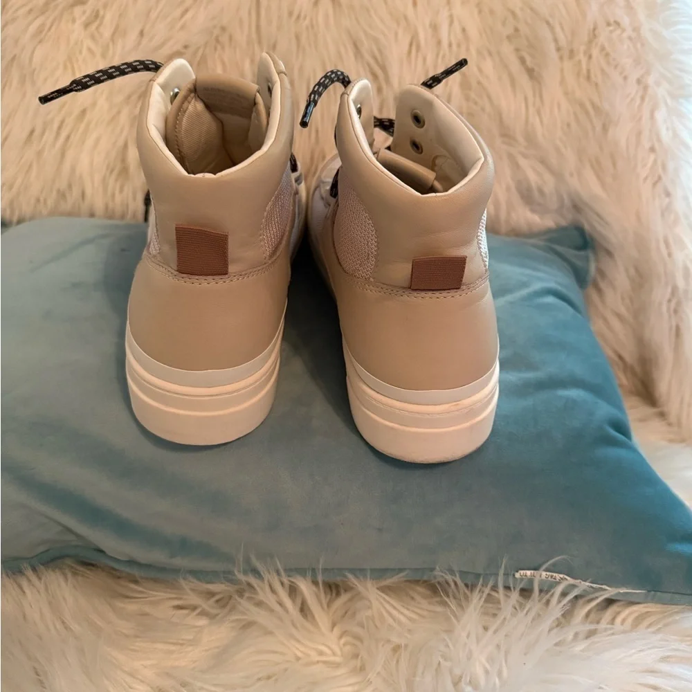 Miz Mooz Cream and Brown High-Top Sneakers